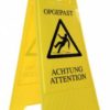 Waarschuwingsbord tweezijdig en meertalig. A-model.