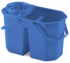 Dubbele mopemmer met korf, blauw, 15 ltr.