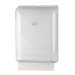 Handdoekdispenser, wit, interfold en Z-vouw.