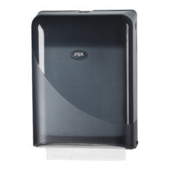 Handdoekdispenser, zwart, interfold en Z-vouw.
