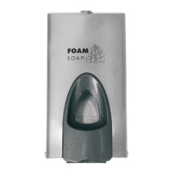 Handzeep schuim dispenser, roetsvrijstaal.