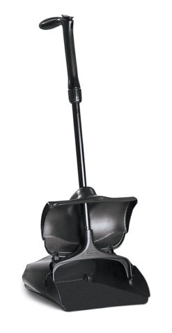 Stofblik Rubbermaid met deksel zwart, inclusief bezem.