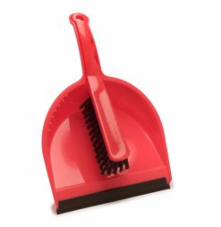 Stoffer en blik met rubber rand, kunststof, rood.