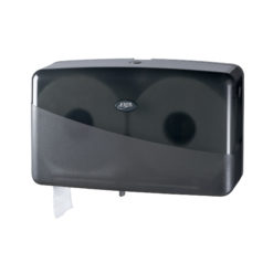 Toiletroldispenser voor de jumbo dubbel mini toiletrol, zwart.