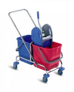 Dubbele Rolemmercombinatie, chroom, 2x15 liter emmer en pers.